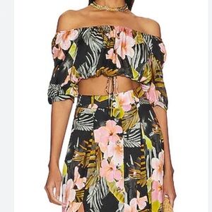 Favorite Daughter The Anywhere With You Off The Shoulder Floral Crop Top Size S